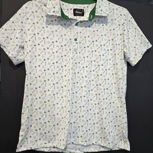 Palmr White Polo Shirt with Green Print Size WS